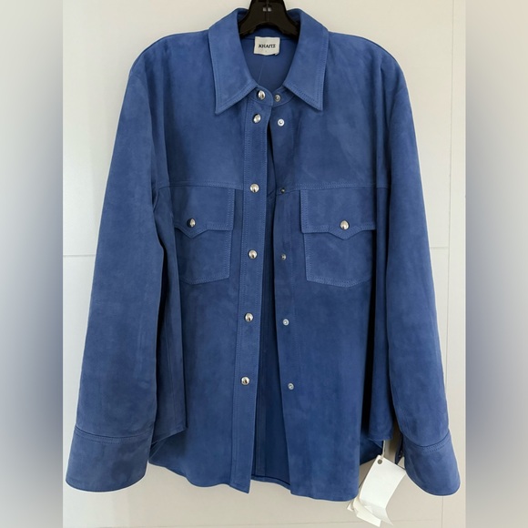 Khaite Jinn Suede Shirt, 6, Blue Iris - Picture 11 of 17
